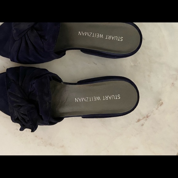Stuart Weitzman Giftwrap Navy Slides | 7 - Picture 2 of 6